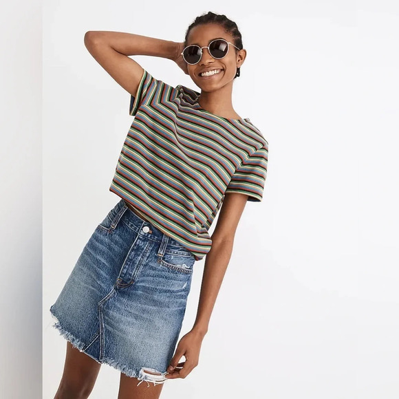 MADEWELL Rigid‎ Denim Straight Mini Skirt in Destructive Edition - Picture 1 of 12